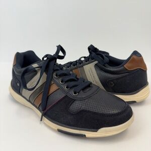 Arrigo Bello Sneakers Men’s Size 8 Navy Casual Lace Up Leather Athletic Shoes‎